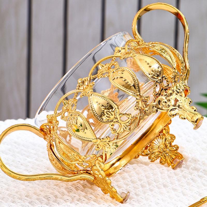 European Style Seasoning Jar,Alloy With Lid Hollowed-Out Sugar Container Salt Organizer,Coffee Beans Jar,Kitchen Decorative