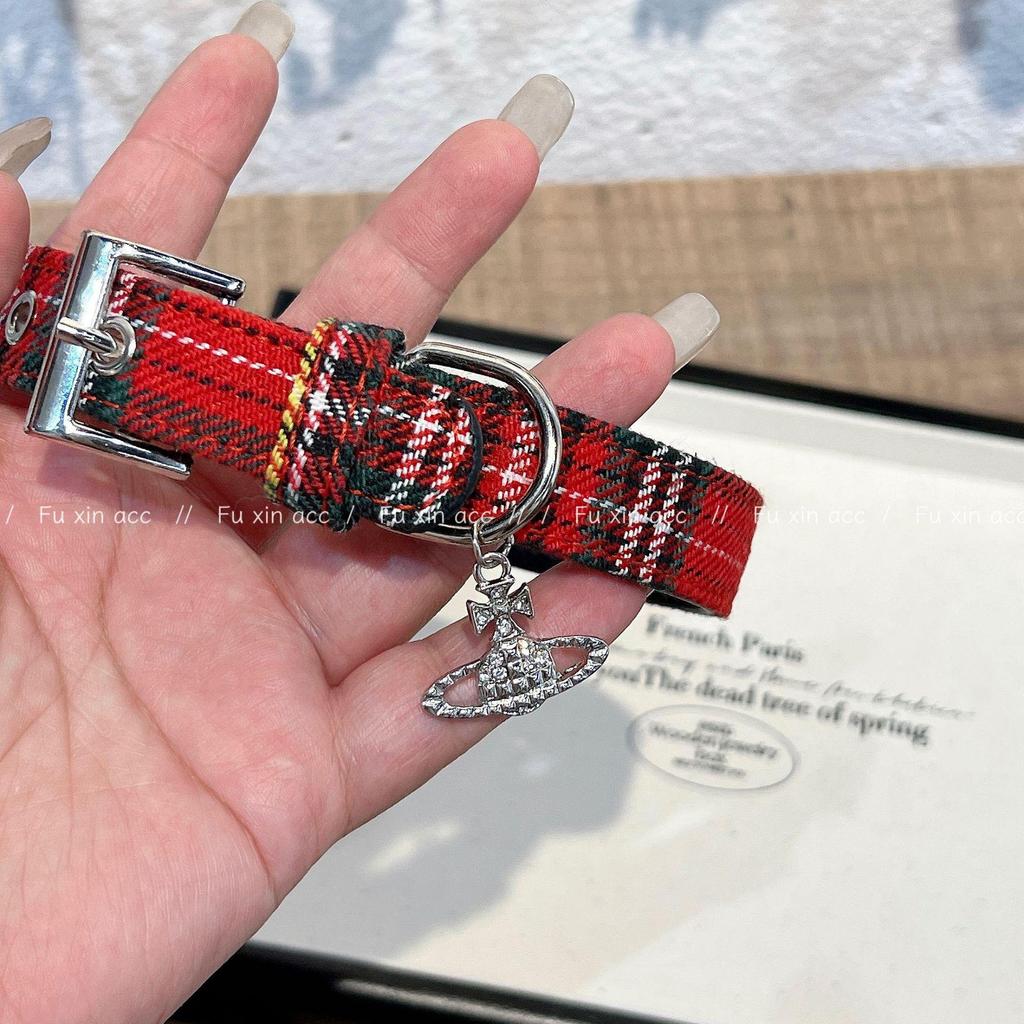 Empress Dowager Cixi svart og rødt pledd choker halskjede - søt Y2K høst/vinter stil for hotte jenter