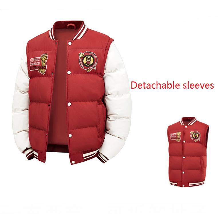 Cappotto di Cotone Invernale, Giacca di Cotone, Giacca a Vento Calda con Cappuccio, Giacca di Cotone da Uomo, Maniche Staccabili
