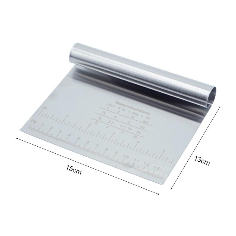 Stainless Steel Noodle Knife Cake Scraper With Scale Pastry Cutters Baking Cake Cooking Dough Scraper Baking Accessories