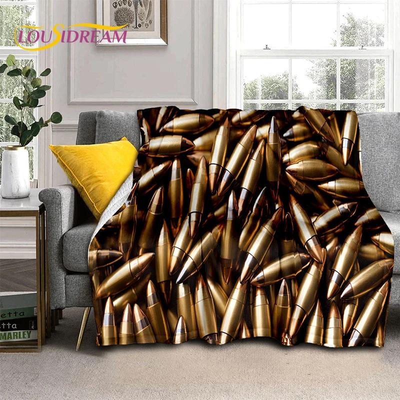 29 Style Retro Guns Pistol Ammunition Bullet Cartridge AK M4 Soft Flannel Blankets,Throw Blanket for Picnic Beds Sofa Bedroom