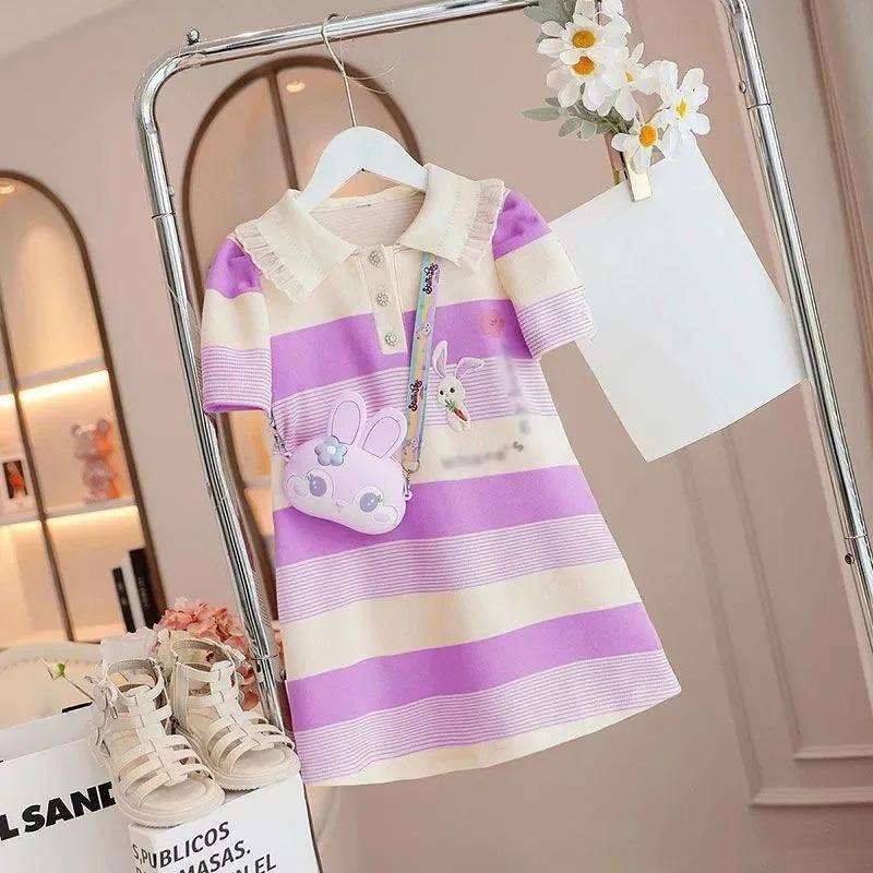 Summer Trendy Girls' Polo Dress Children's Clothing Casual Elegant Design for Young Girls