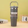 Portable Car Cup Stainless Steel Thermos Cup with Straw and Handle Double Wall Travel Sports Water Bottle Coffee Vacuum Bottle