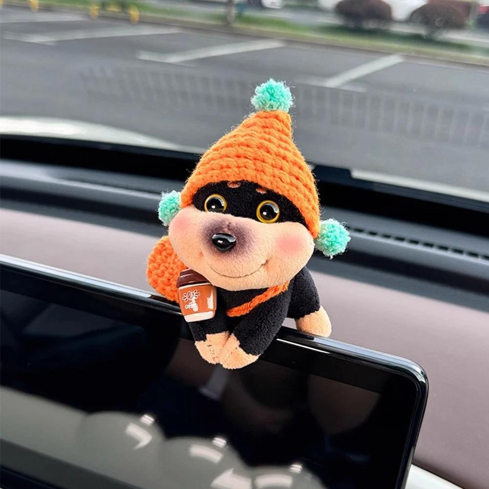 Car Dashboard Plush Bee Dog Ornaments Center Console Cute Doll Decoration Auto Accessories for Woman Girl Home Office Gifts