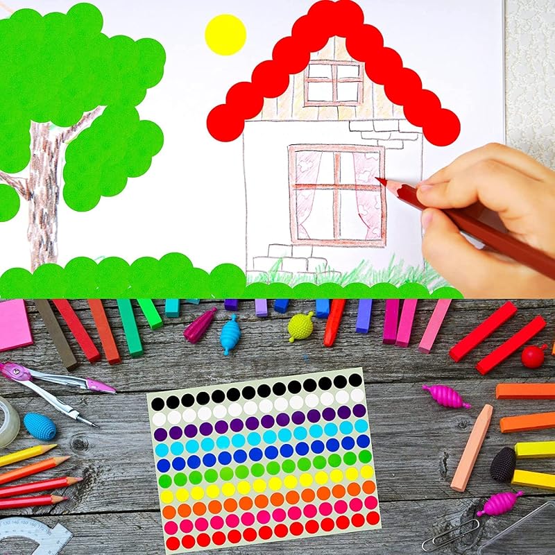 True-Ally 2400 Piece Mix Color 12Mm (0.5 Inch) Round Dot Sticker Self Adhesive Labels Writable Surface For Kids Activity