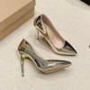 Scarpe Tacchi Alti Morbide Argento Oro Moda Donna Décolleté Punta Acuta Slip-on Ufficio Donna Scarpe da Matrimonio