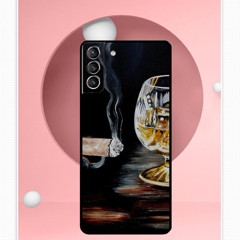 Cigar and Whiskey Case For Samsung Galaxy S24 S23 Ultra S22 S20 FE S21 FE Note 10 20 S8 S9 S10 Plus Cover