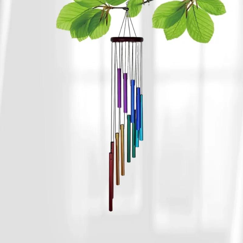 1piece 12 Tubes Aluminum Alloy Wind Chimes with Hook Gold/silver Bells for Outside Home Wedding Party Memorial Decoration Gifts