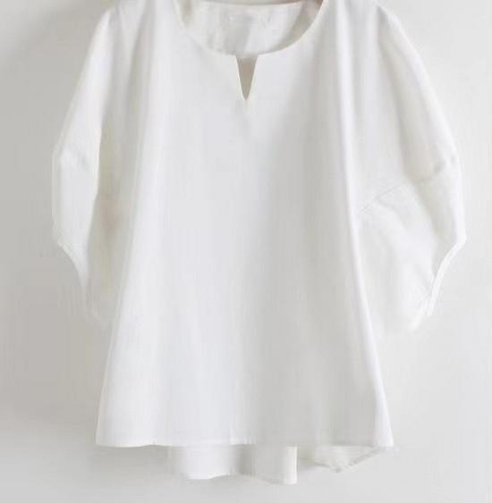 2025 Sommer Damen Koreanisch Chic V-Ausschnitt Locker Einfarbiges Hemd