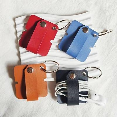 Leather Buckle Leather Cable Clip PU Leather Cable Wrap Organizer  Earphone Organization