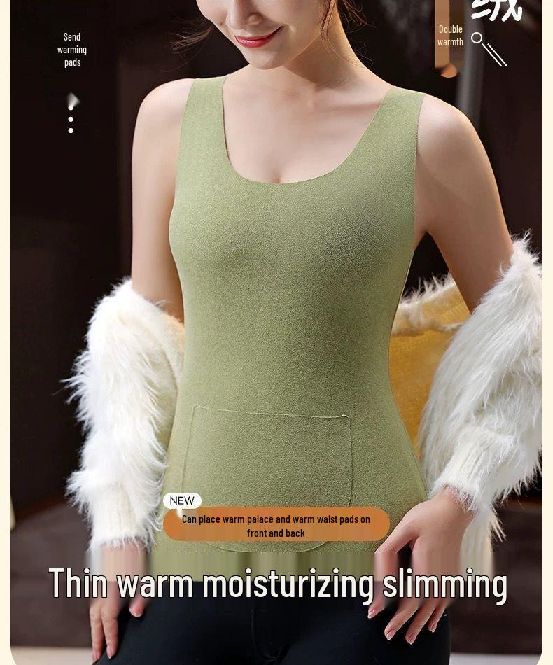 Women's Thermal Fleece Vest with Double Pockets - Seamless, Warm, and Protective Base Layer