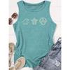Elegant Vest for Women Wave, Sea Turtle, and Shell Pattern Printed Casual Loose Summer Vest Fashionable and Elegant Tops for Commuting, Vacation, and