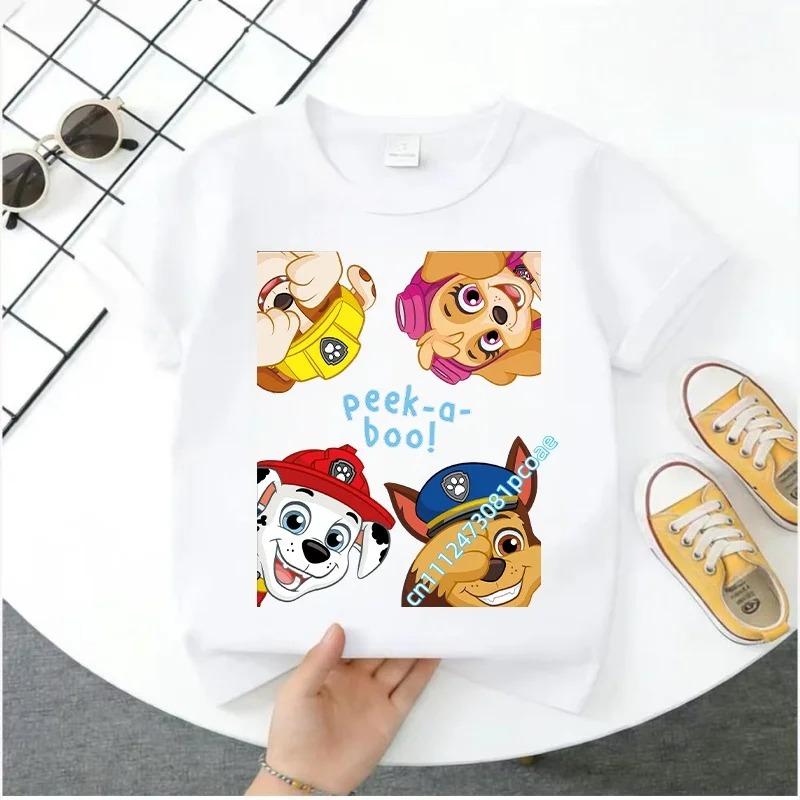 Hot Paw Patrol Kids T-shirts Kawaii Cartoon Character Printed Shirts Cute Boys Girls Casuals Tops Summer Birthday Clothing Gift