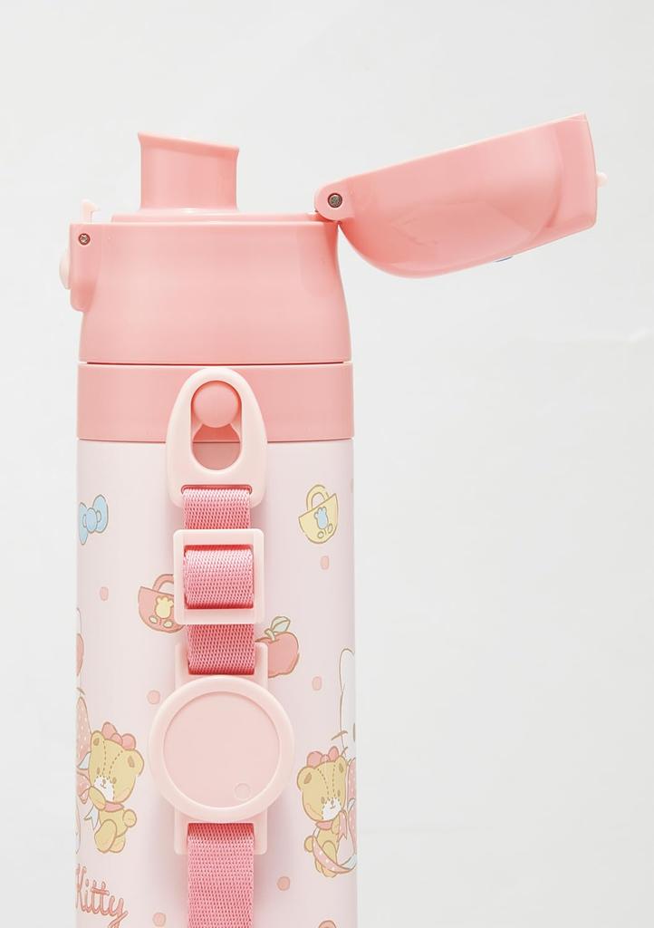 Skater Children's Water Bottle, 2-Way, 470ml (Direct Drinking) or 430ml (Cup Drinking) Design, Sanrio Hello Kitty Big Ribbon, Girls' Stainless Steel,