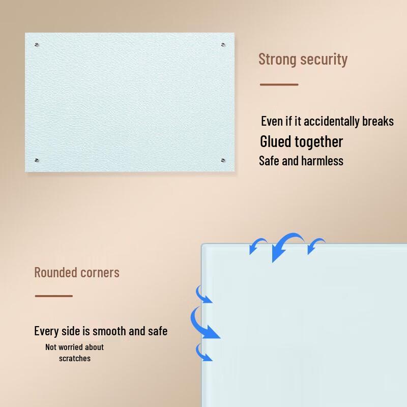 Qiwoda Wall-Mounted Magnetic Tempered Glass Whiteboard