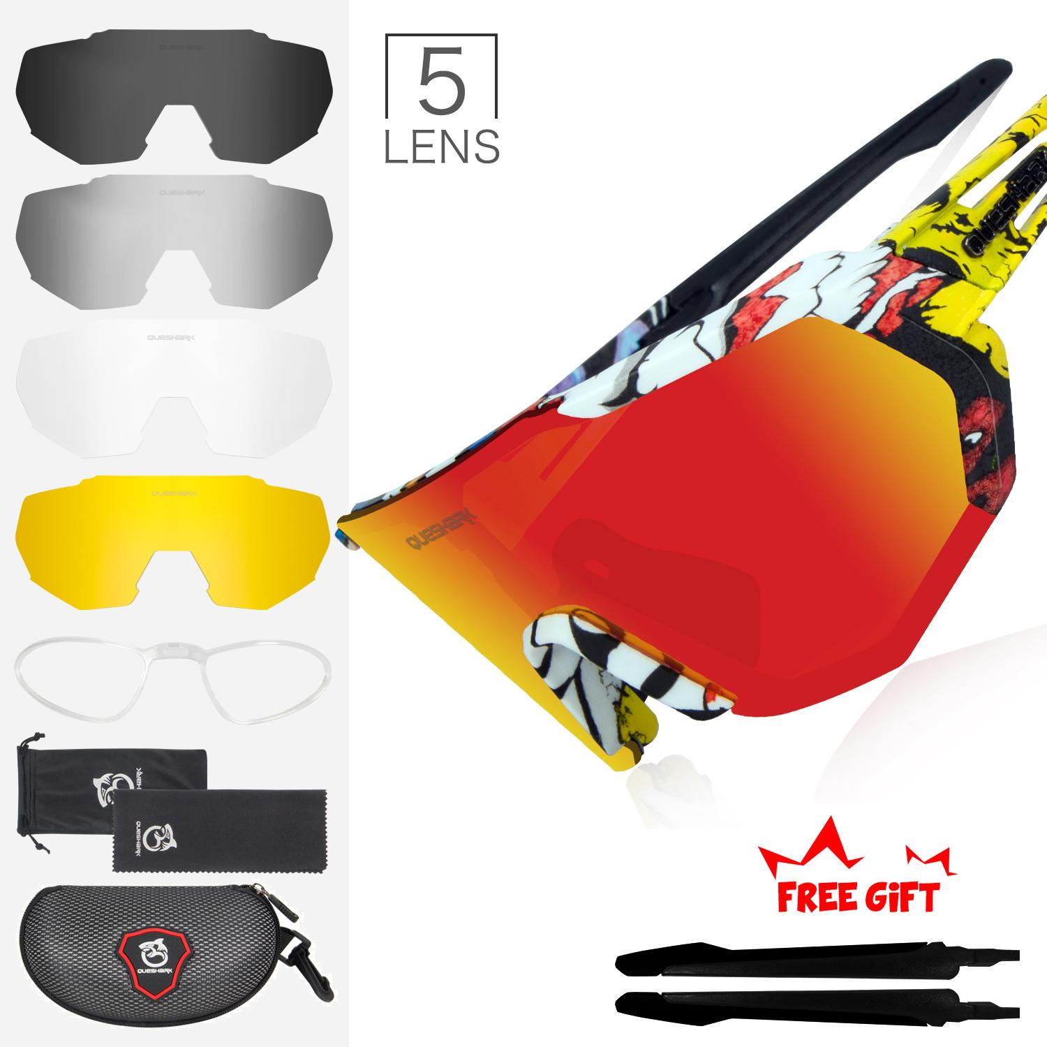 

Поляризовані велосипедні сонцезахисні окуляри Queshark Велосипедні окуляри Чоловіки Жіночі Окуляри для гірських велосипедів Спортивні окуляри з 5 лінзами різнокольоровий