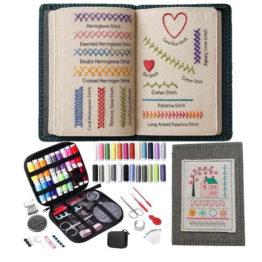 86Pcs/Set Handmade Needlework Embroidery Stitch Book Kit Embroidery Sewing Book  Craft Learning