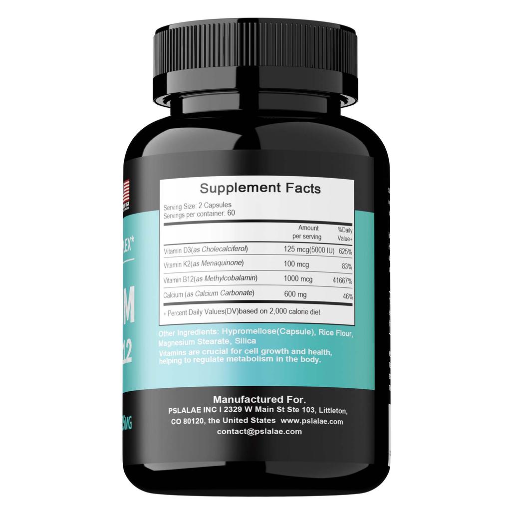 4-i-1 Kalcium - med Vitamin D3, K2, B12 - Ben Muskler Immunförsvar Hälsa