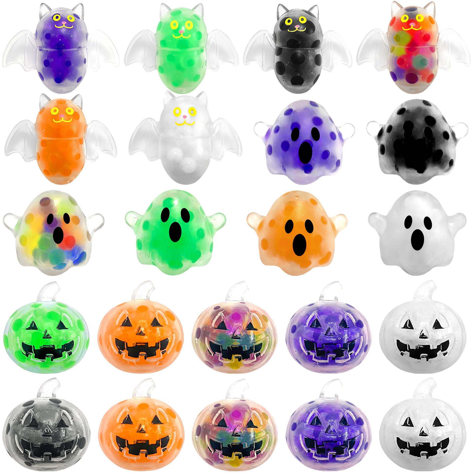 Novelty TPR Halloween Bead Ball Pinch Music Ghost Bat Pumpkin Squeeze Release Creative Stress Relief Toy Festival Party Gifts
