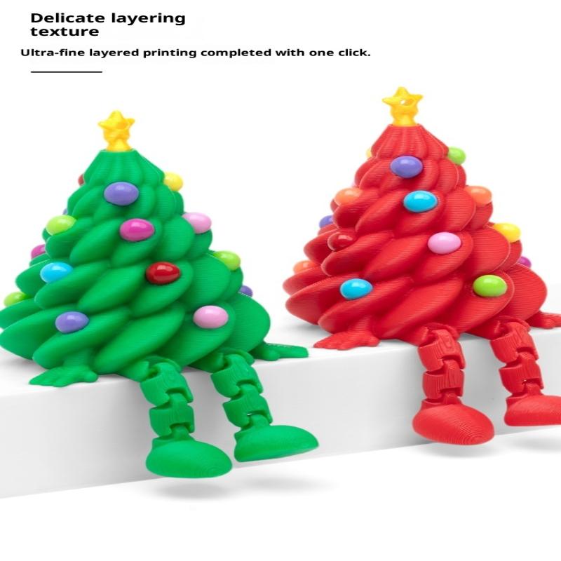 3D Printed Christmas Cute Desktop Ornaments Christmas Trees With Colorful Joints And Movable Shapes Christmas Gift Decorations