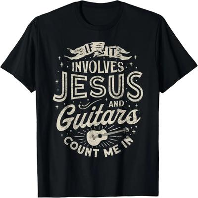 If It Involves Jesus And Guitars Guitarist Christian Music T-Shirt