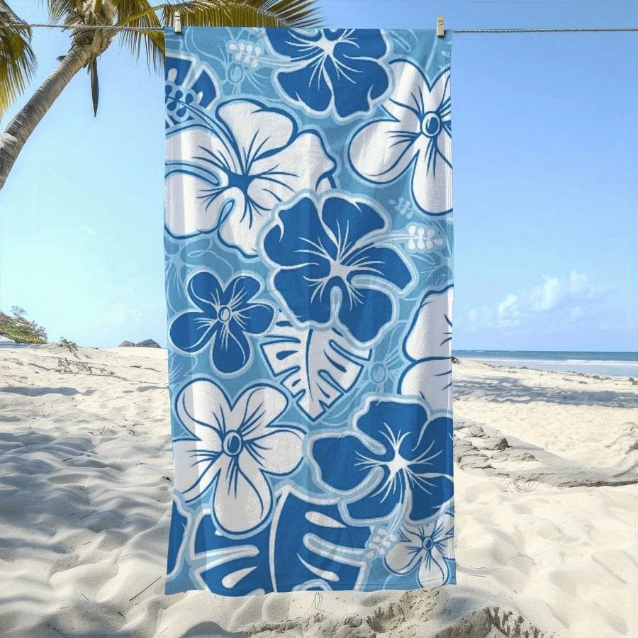 

Blue Hibiscus Beach Towel Single Sided Print Tropical Soft Beach Towel Beach Pool Bathroom Towel Refreshing Vibe Accessory Gift W30*H60(CM)