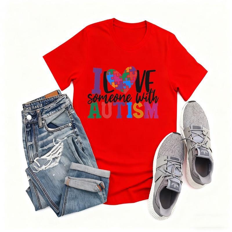 I Love Someone with AUTISM Autism Awareness Puzzle Shirt Be Kind Be Different Love Needs No Words High Quality Cotton Tees S