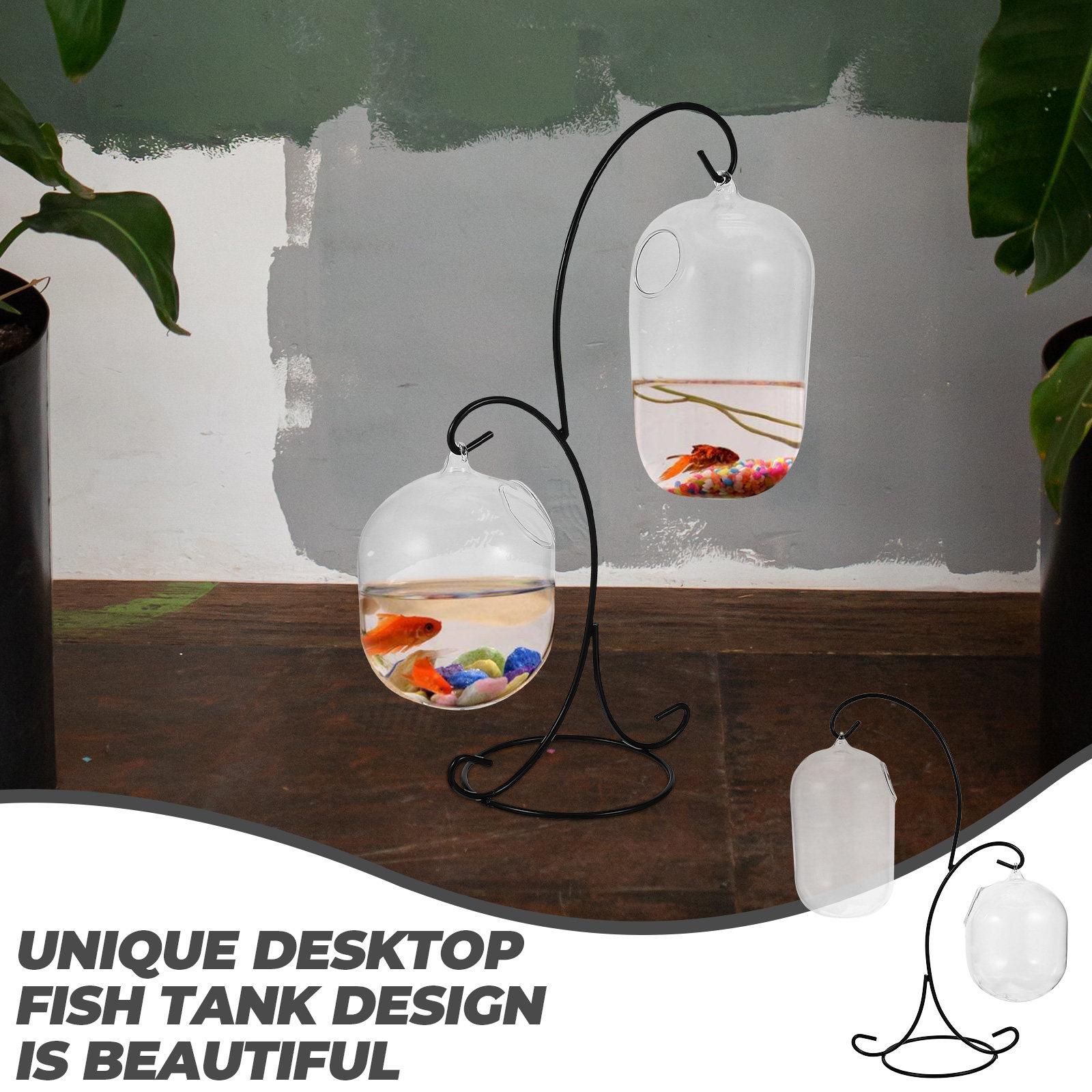 

1Set Desktop Fish Tank Glass Aquarium Multi-Function Goldfish Tank Plant Vase Household Decorative Transparent Tabletop Fish 33.5X20X12.5CM