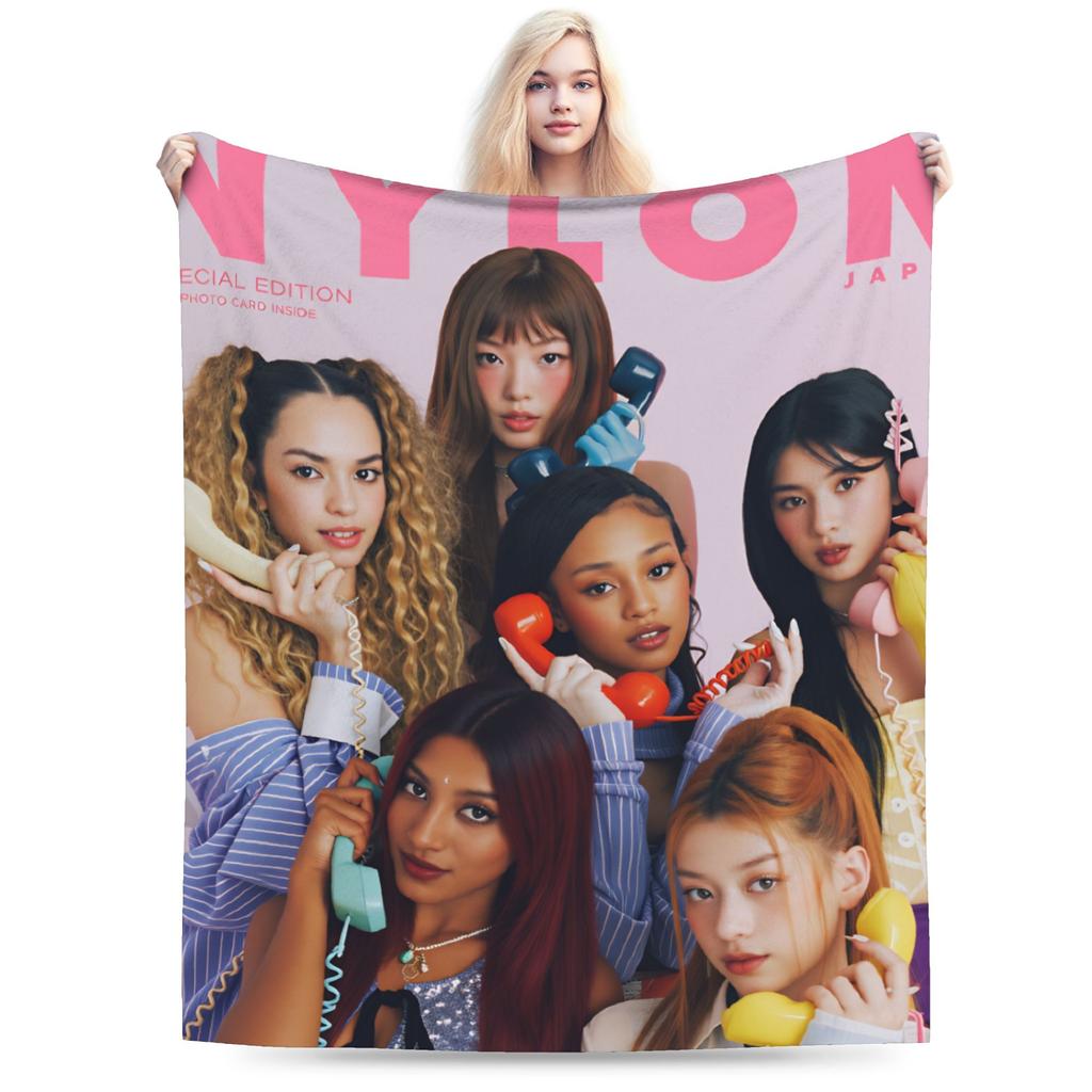 Katseye Kpop hudba Super měkká deka Studentská plyšová přehozová deka Vtipná na pohovku křeslo Flanelové přehozy Potah na pohovku postel