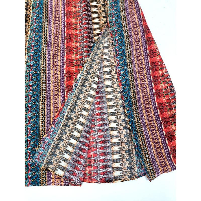 Abito da donna primaverile/estivo bohémien lavorato a maglia aderente scollo a V vita stretta con spacco