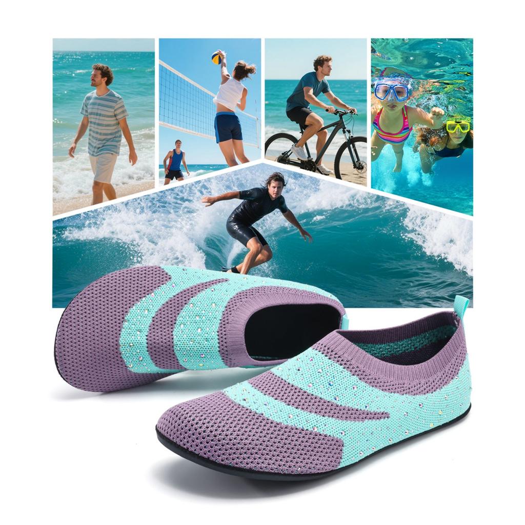 Women Water Shoes Slip On Quick Drying Breathable Mesh Upper Lightweight Outdoor Beach Hiking Aqua Socks