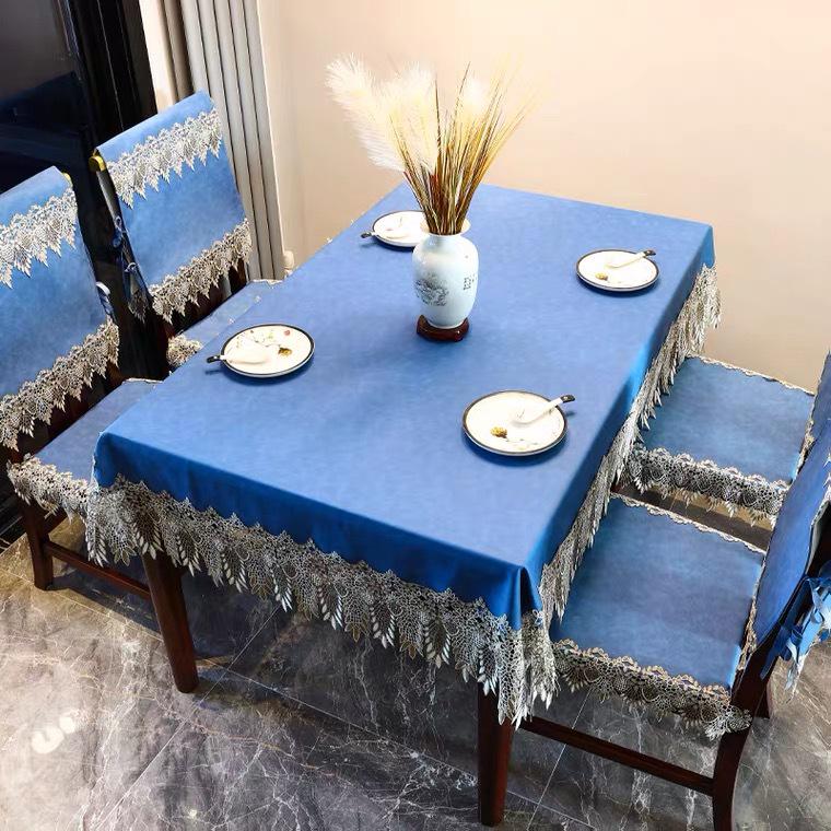Luxury PU Leather Waterproof Tablecloth with Lace - Oil-Proof, Wash-Free, Rectangular for Coffee Tables