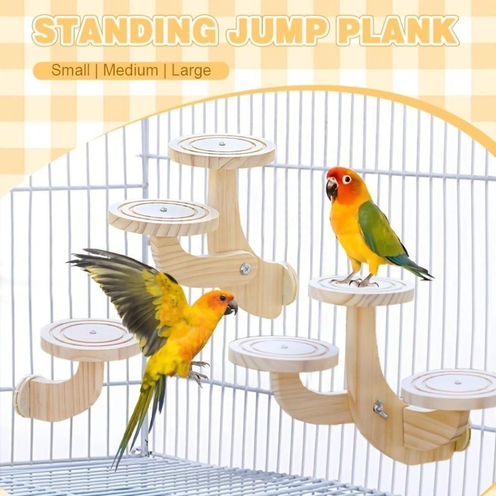 Bite Resistant Wooden Bird Perch Stand Parrots Ladder Bird Training Stand Small Pet