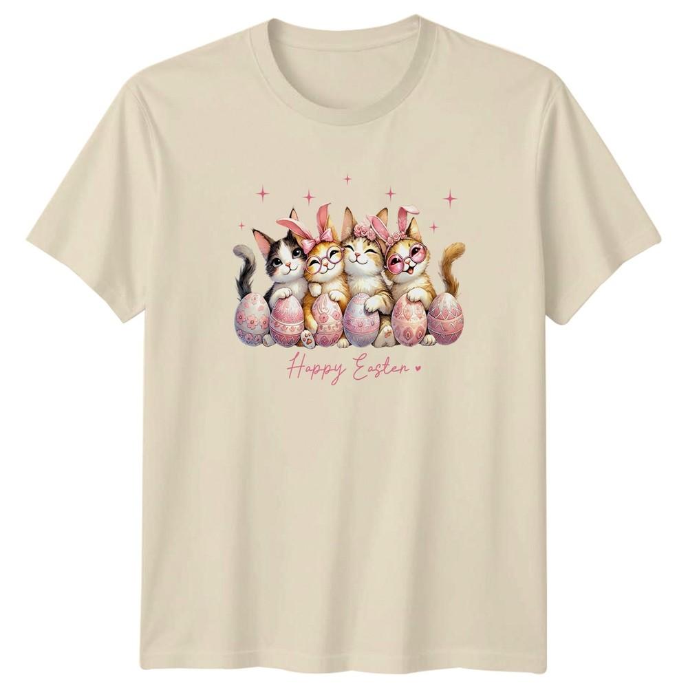 Happy Easter Unisexs TShirt Kitten Easter Eggs Holiday Easter Gift For Her