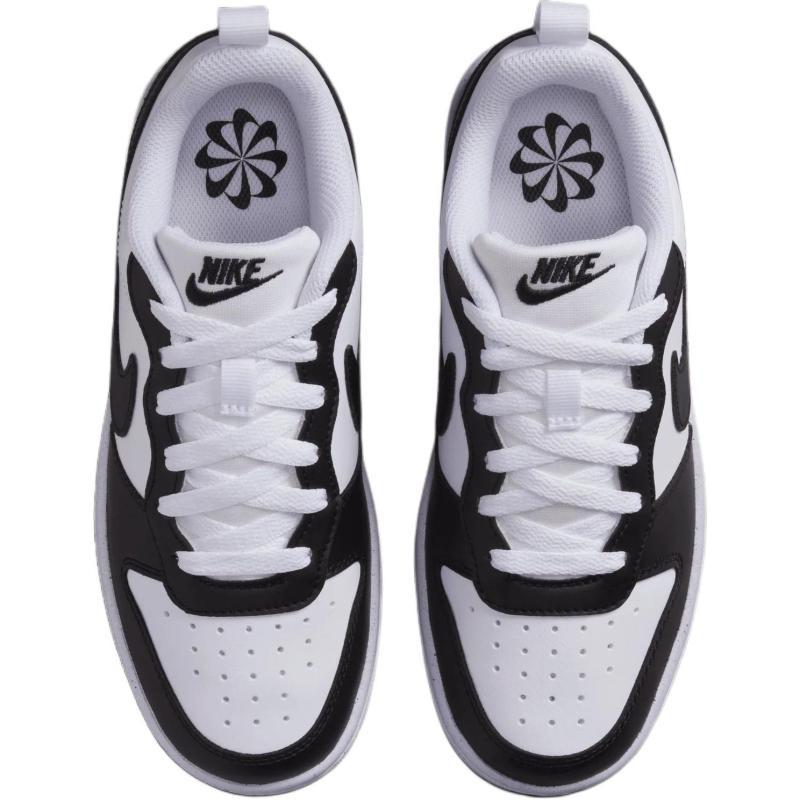 Nike Court Borough Anti Slip Wear Resistant Low Top Kids' Skateboarding Shoes White Black Sneakers DV5456-131