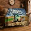 Classic Tractor Car Scenery Flannel Blanket Soft Throw Blanket for Bedroom Living Room Bed Travel Camping Picnic Nap Cover Gift