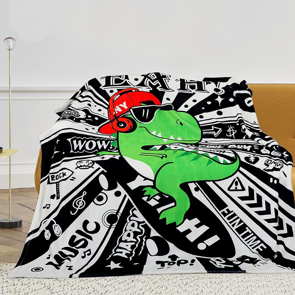 Dinosaur Blanket for Boys Kids Cartoon Dino Soft Plush Toddler Throw Blanket Cute Print Travel Blankets for Girls Sofa Bed