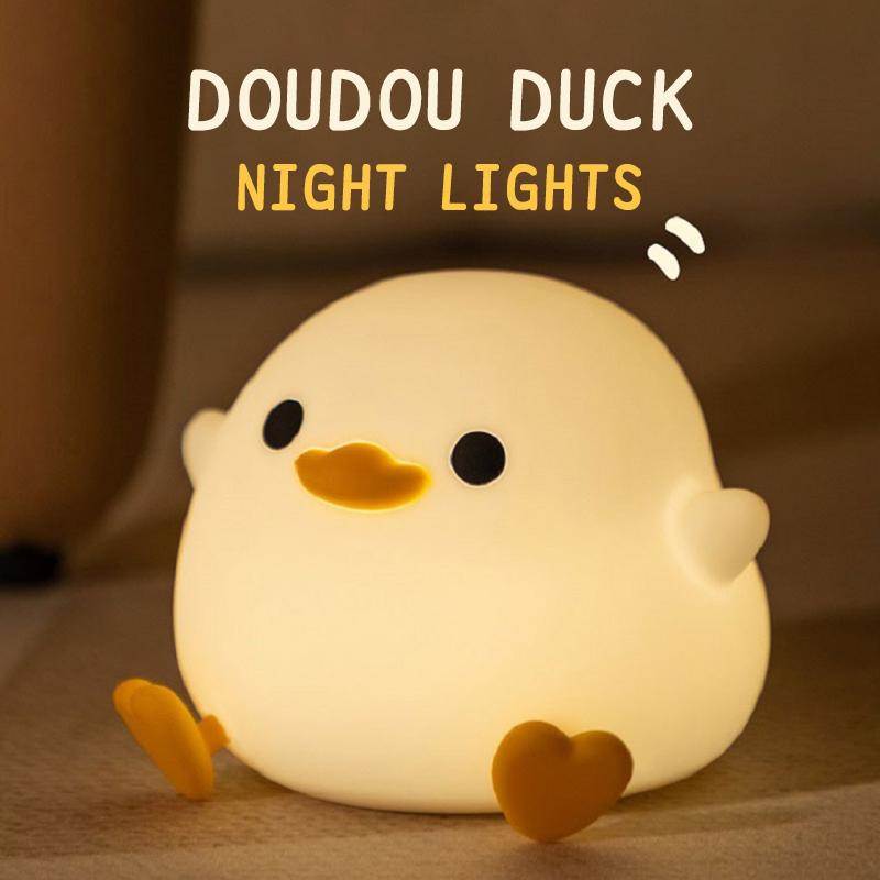 1PC Doudou Duck Night Light Children's Gift Soft Light Eye Care USB Charging Timing Automatic Clap Silicone Lamp