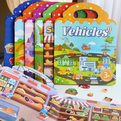 Children DIY Reusable Sticker Books Multi-scene Bubble Sticker Jelly Paste Sticker Toys Kids Portable Quiet Busy Paste A Book