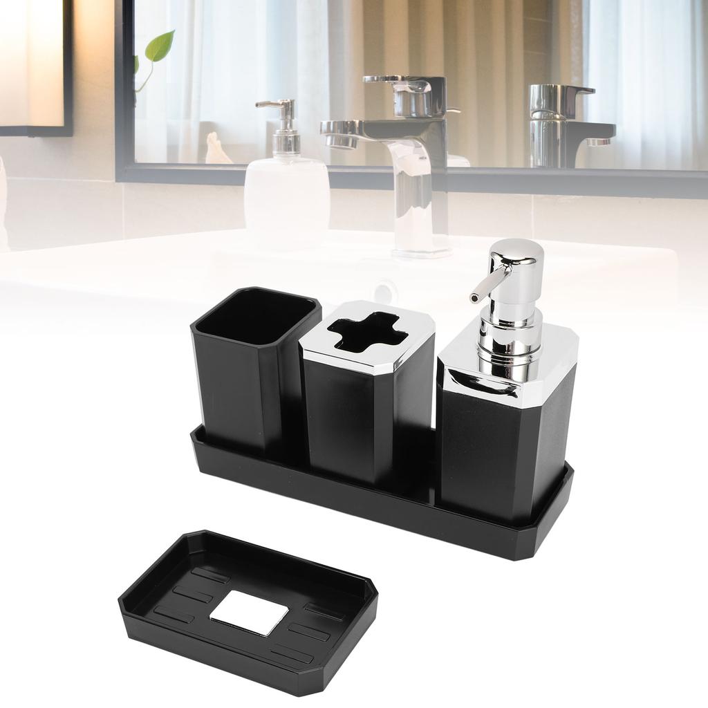 Bathroom Accessories Set Bath Ensemble Set with Toothbrush Holder Cup Lotion Bottles Soap Dish Tray