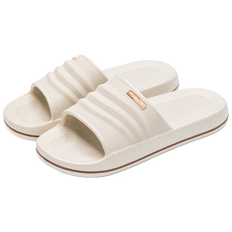 Женские домашние тапочки из ЭВА, летние плоские пляжные шлепанцы, модные удобные нескользящие тапочки, дышащие легкие мужские тапочки для ванной 44-45 бежевый