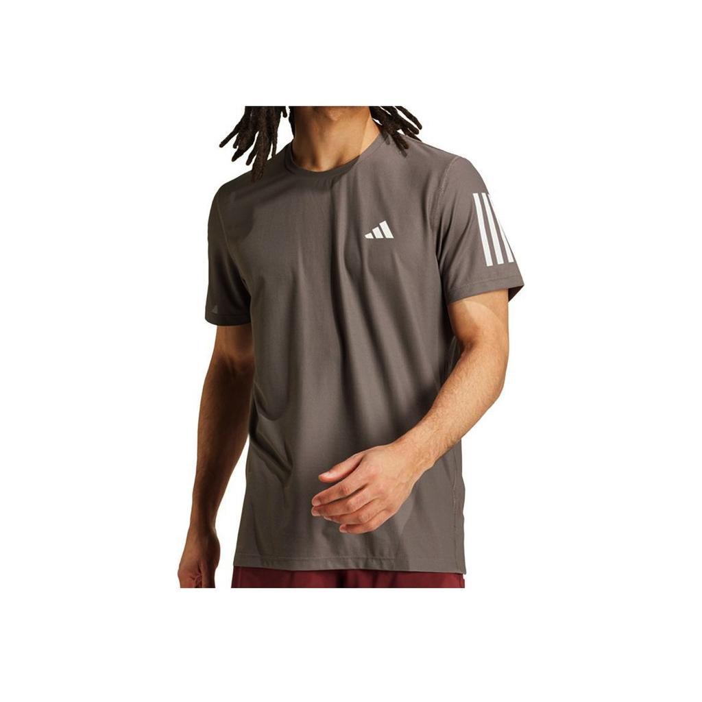 Adidas Logo Print Casual Outdoor Sports Crew Neck T-Shirt Men Tops Brown IV5401