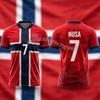 2026 Summer New Norwegian Flag Football Jersey Haaland 9 Printing Sports Unisex T-Shirt Kid's Clothing Tee Woman Beach T-Shirt