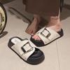 Thick bottom square head casual cool slippers women 2025 summer new Internet celebrity versatile outer wear small one-word drag non-slip