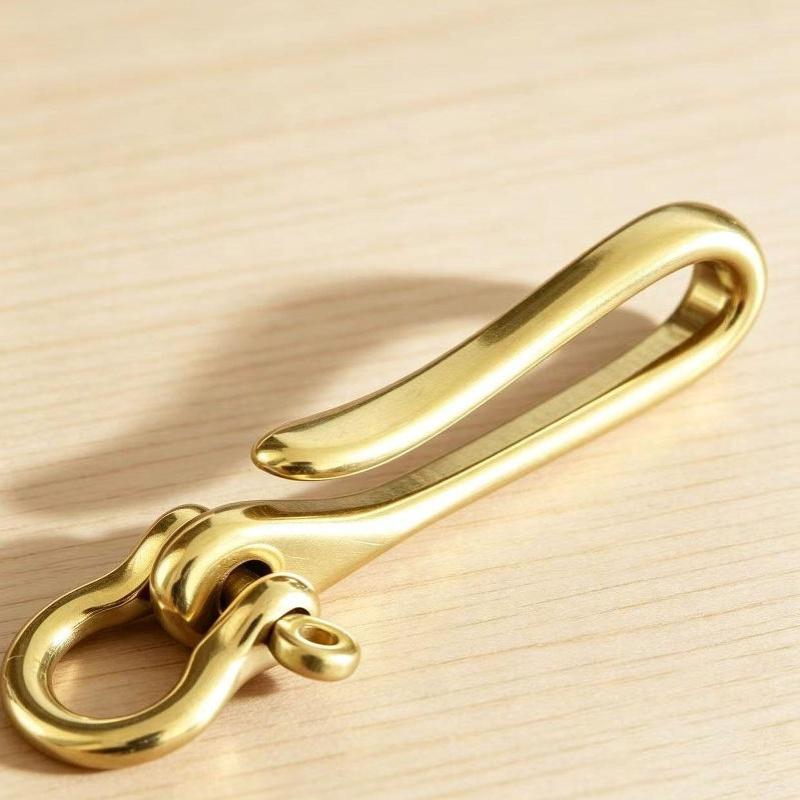 Retro Brass Belt U Hook Keychain Heavy Duty Easy Attach Key Ring Clip for Jean Wallet Chain
