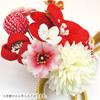 Hair Ornament Set Furisode Ceremony Red Flower Crepe 3-piece Coming-of-age Kk-056