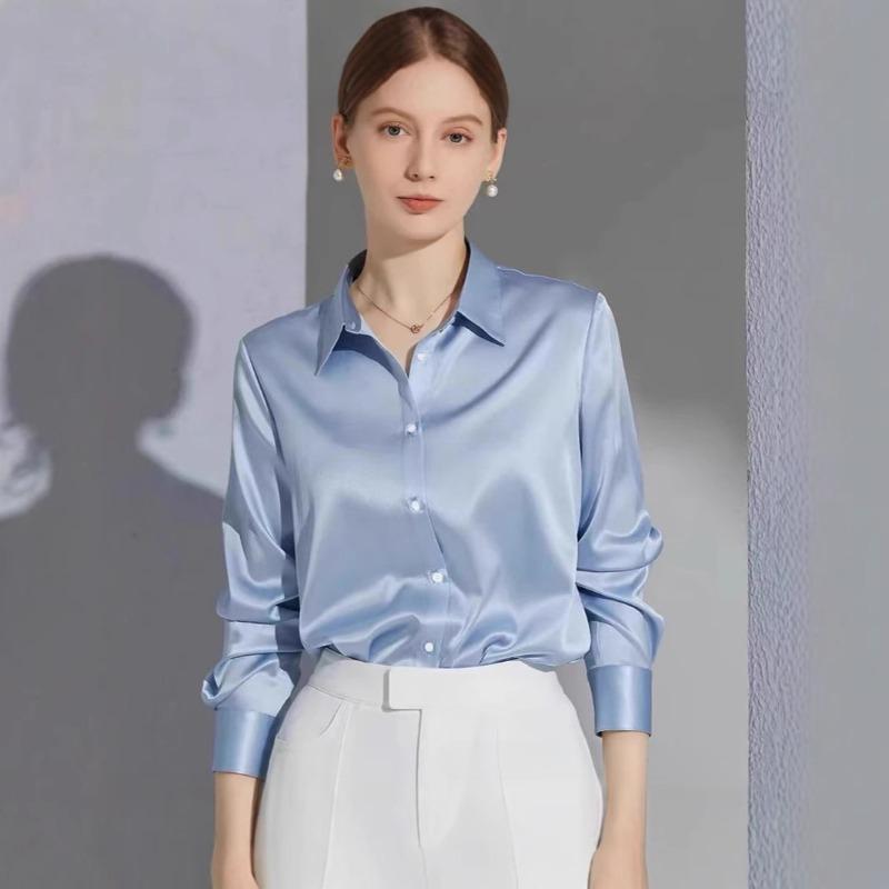 Spring and Summer Simple Temperament Loose Office Shirts for Women Fashion Long Sleeve Plus Size Casual Blouses Women Solid Slim Fit Ladies Tops 26193