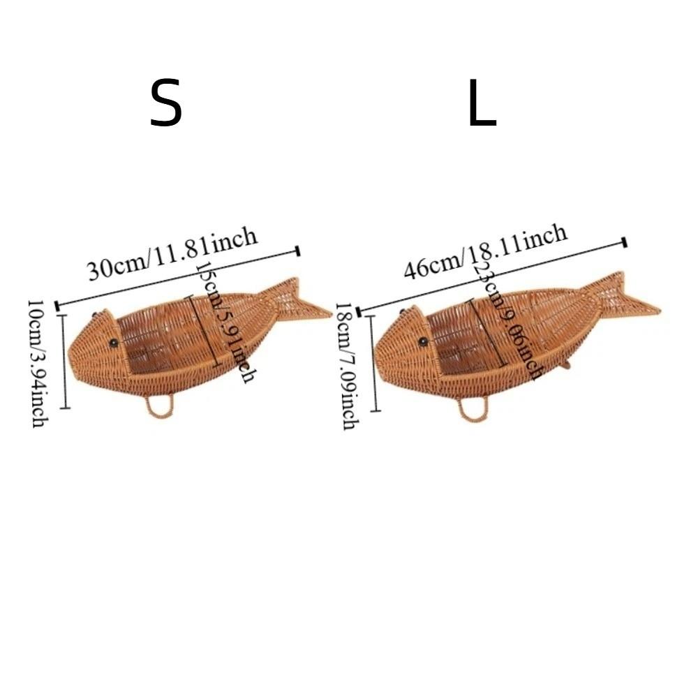 Plastic Snack Fruit Plate Fish Shape Woven Storage Basket Durable Bread Basket  Dining Table