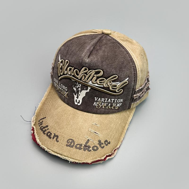 

New Unisex Distress Hip Hop Letter Embroidery Baseball Hats Breathable Versatile Fashion Retro Ins Broken Personal Peaked Caps 52-60cm