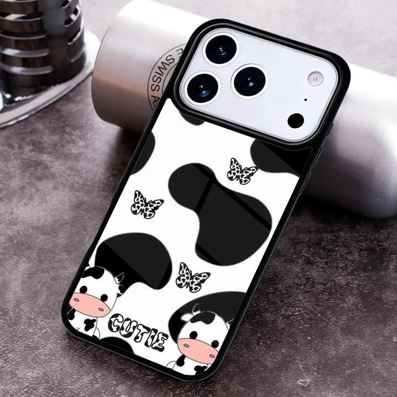 Milk Cow Skin Print Luxury Phone Case for iPhone 17 16 15 Pro Max Air 14 13 12 11 Plus Shockproof Capa Cover